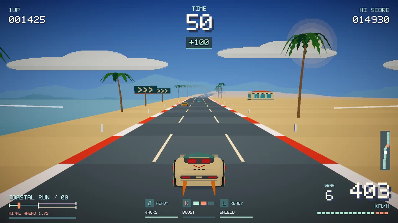 A boost firing, with streaks at the screen edges.